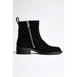 New Zadig & Voltaire Empress Studded Suede Ankle BootsBlack Booties Size 38
